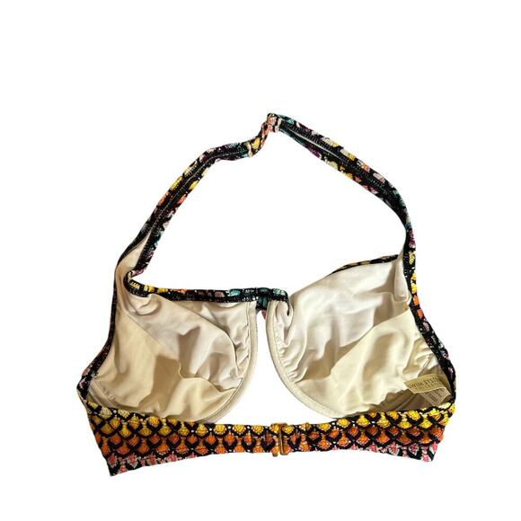 Swim Systems Collection Women's Crochet Halter Bikini Top Size 38DD Multicolor - Picture 4 of 7